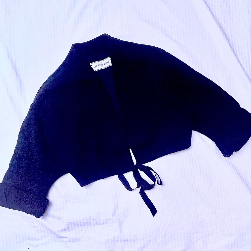 Black cropped blazer wool jacket